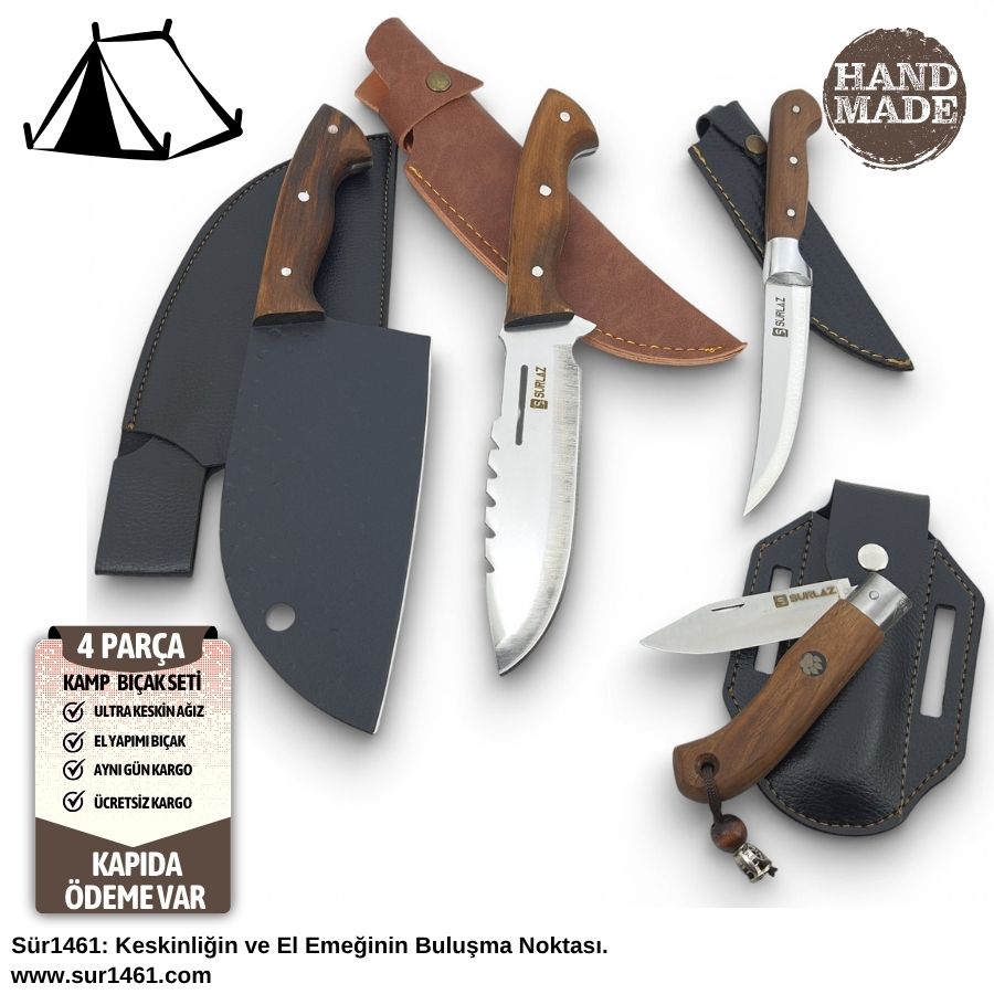 Almazan Kamp Bıçak Seti 4 Parça Outdoor Bıçak Çakı Bıçak