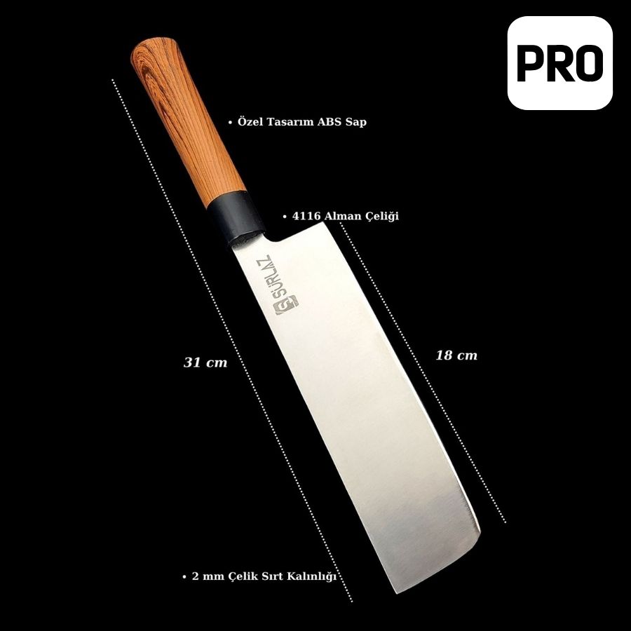 Pro Nakiri Şef Bıçağı ABS Sap Profesyonel Şef Bıçağı İsme Özel Bıçak Hediyelik Bıçak