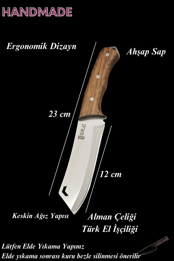 Mini Kamp Bıçağı Oklu Seri Ahşap Outdoor Bıçak Piknik Bıçağı 23 cm