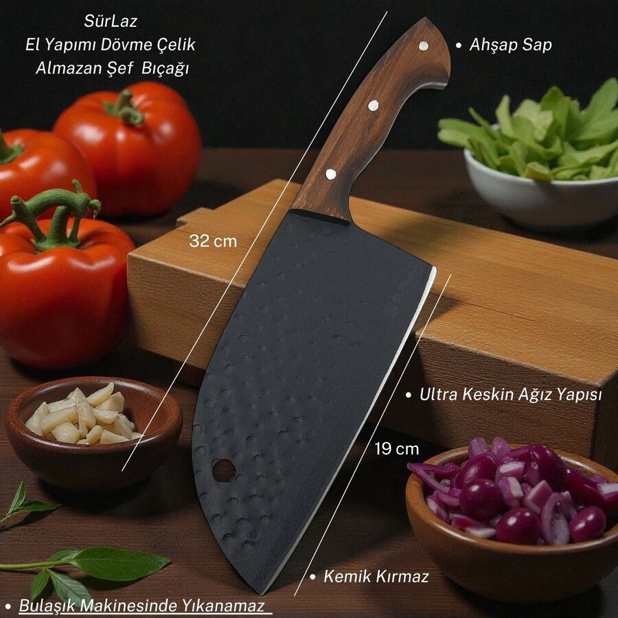 Kaplama Almazan Şef Bıçağı Özel Üretim Outdoor Bıçak Kamp Mutfak Bıçağı